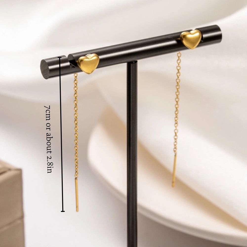 HEART TASSEL EARRINGS (PAIR)