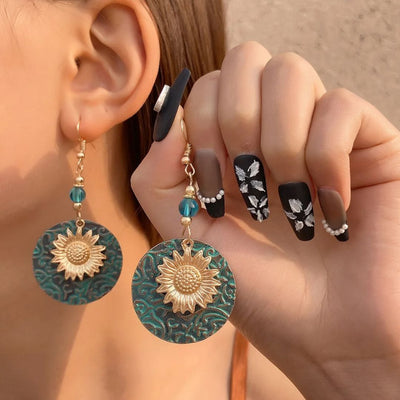 CREATIVE SUNFLOWER EARRINGS (PAIR)