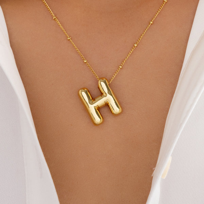 GOLD BUBBLE LETTER NECKLACE