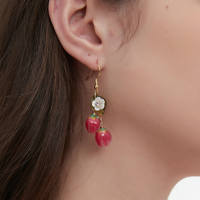 STRAWBERRY CHARM EARRINGS (PAIR)