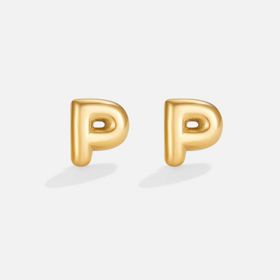 Gold Bubble Letter Earrings