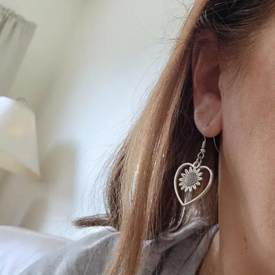 SUNFLOWER HEART EARRINGS (PAIR)