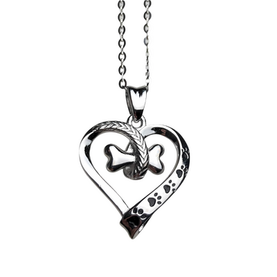 Keandra - Silver necklace with paw & heart