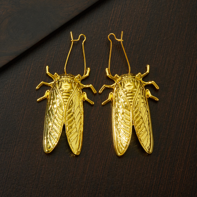 GOLDEN CICADA EARRINGS (PAIR)