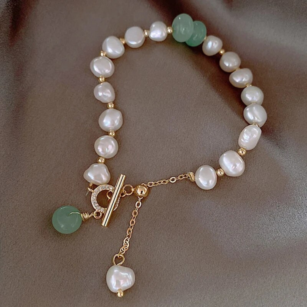 PEARL AVENTURINE BRACELET (ADJUSTABLE)