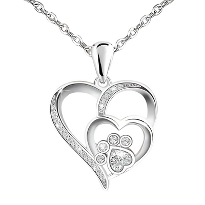 Inolt - Paw & heart necklace in silver