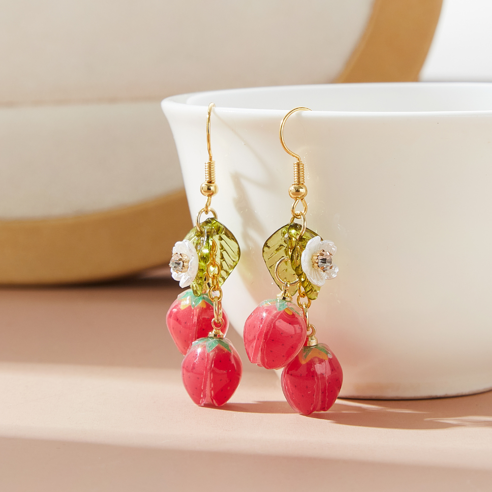STRAWBERRY CHARM EARRINGS (PAIR)