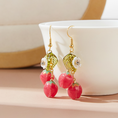 STRAWBERRY CHARM EARRINGS (PAIR)