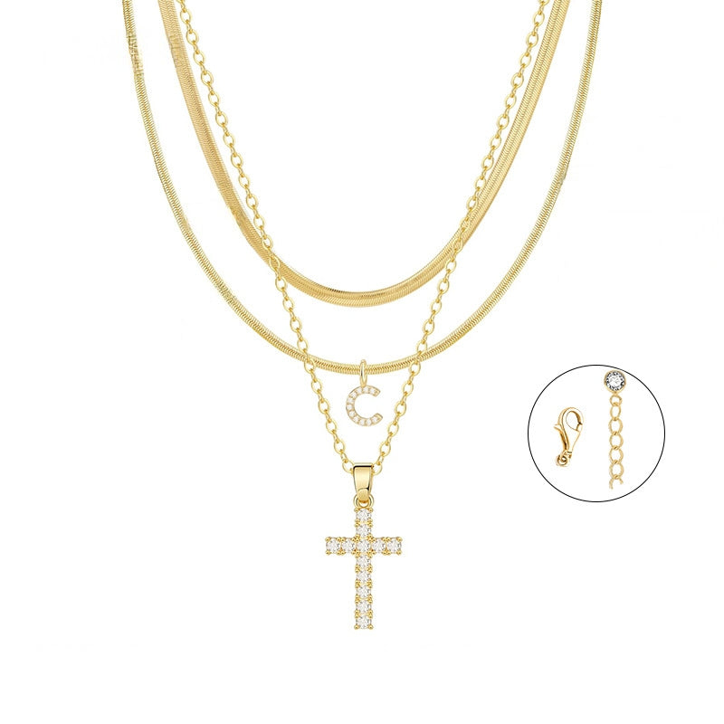 Gold Cross Initial Set