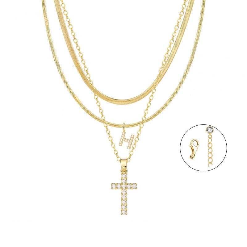Gold Cross Initial Set