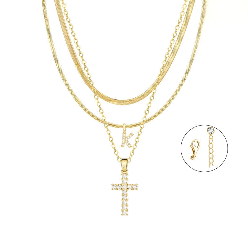 Gold Cross Initial Set