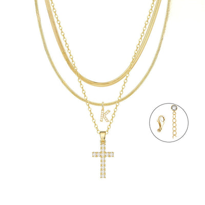 Gold Cross Initial Set