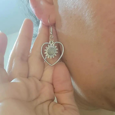 SUNFLOWER HEART EARRINGS (PAIR)