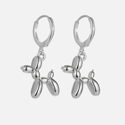 Gold Huggie Earrings with Mini Balloon Dog Charm
