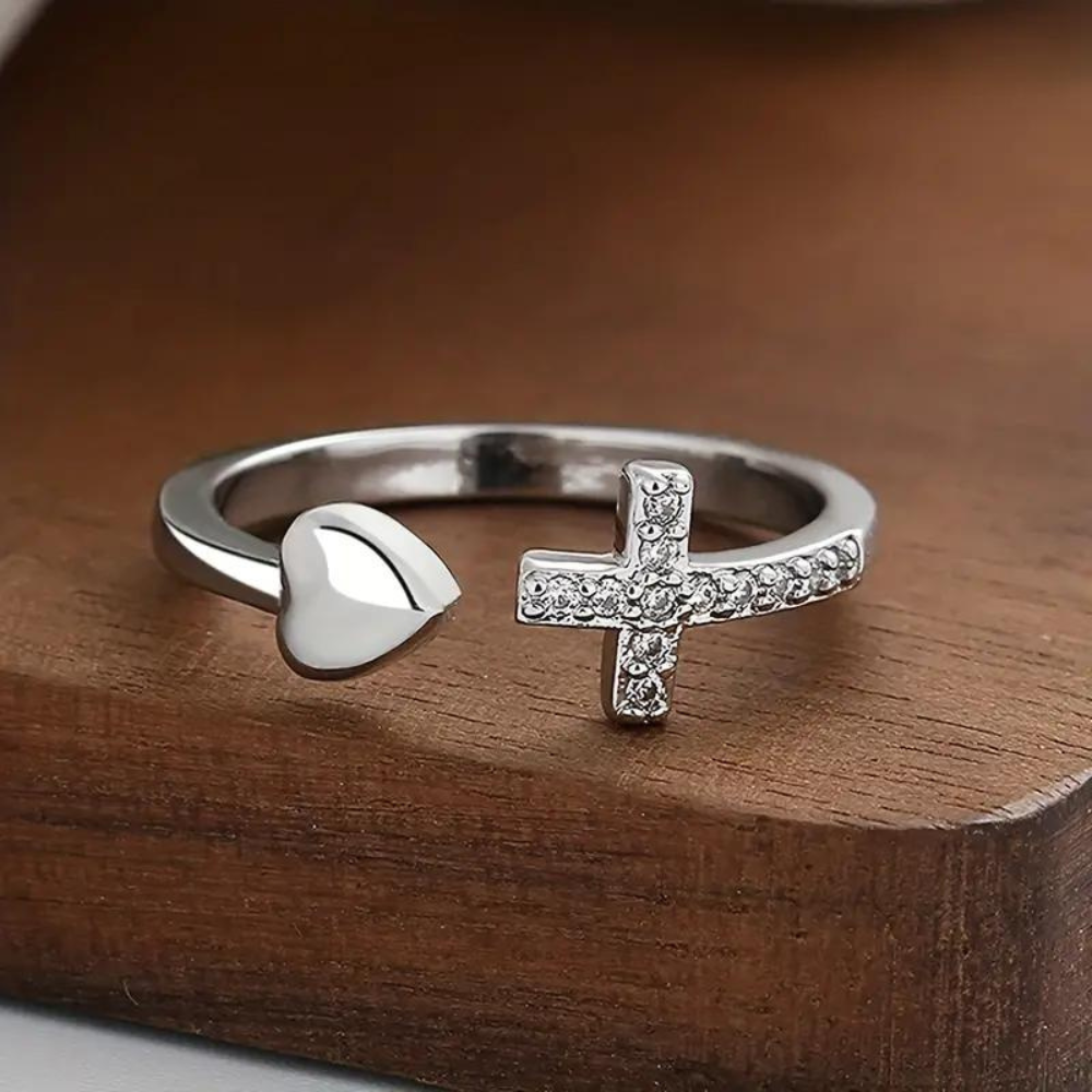 CHRISTIAN HEART RING (ADJUSTABLE)