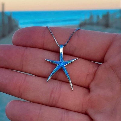 Seanna - Starfish necklace in silver with blue opal | Silver
