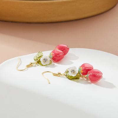 STRAWBERRY CHARM EARRINGS (PAIR)