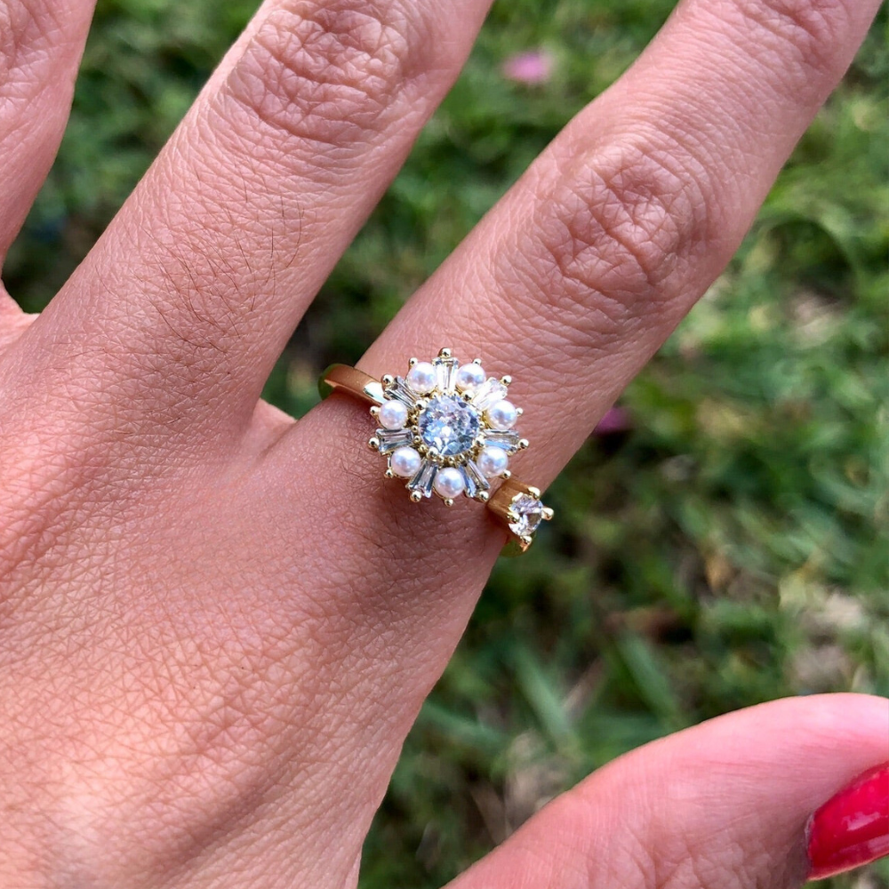 FIDGET FLORAL PEARL RING (ADJUSTABLE)