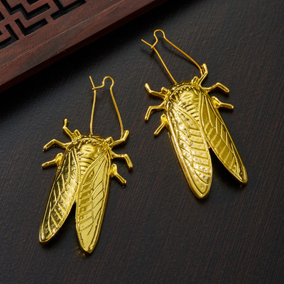 GOLDEN CICADA EARRINGS (PAIR)