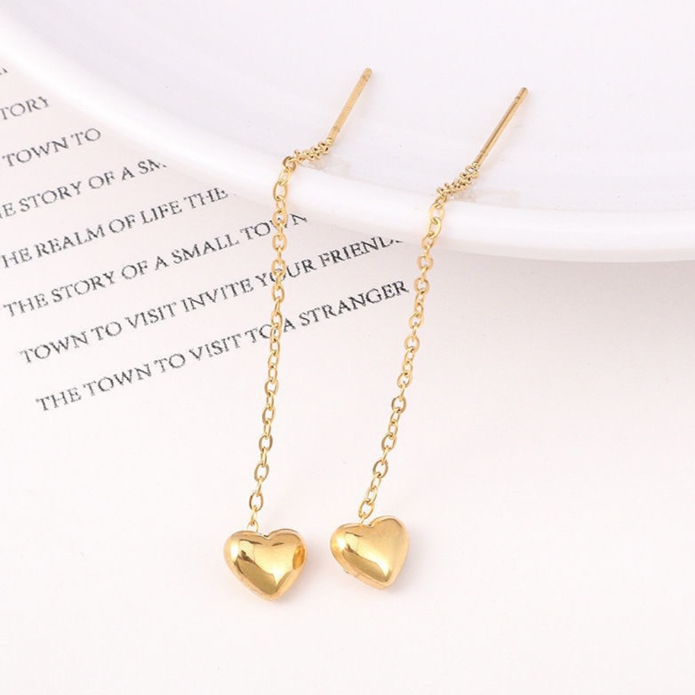 HEART TASSEL EARRINGS (PAIR)