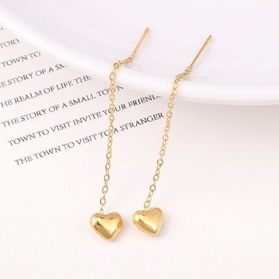HEART TASSEL EARRINGS (PAIR)