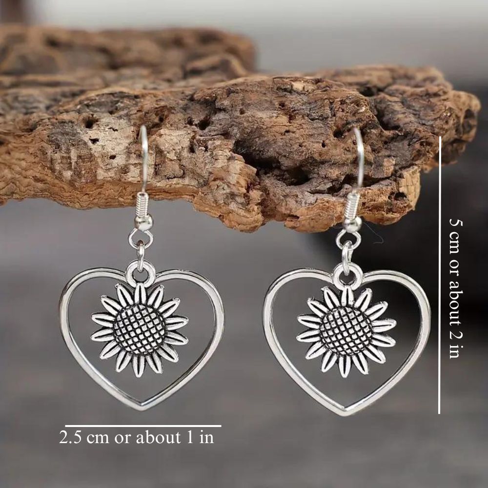 SUNFLOWER HEART EARRINGS (PAIR)