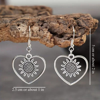 SUNFLOWER HEART EARRINGS (PAIR)