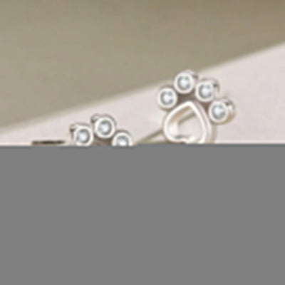 Paw Stud Earrings in Sterling Silver – With Sparkling Zirconia