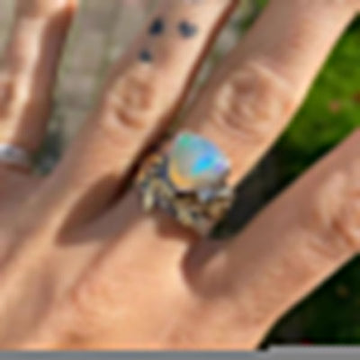 Leaf Geometric Opal Ring