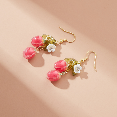 STRAWBERRY CHARM EARRINGS (PAIR)