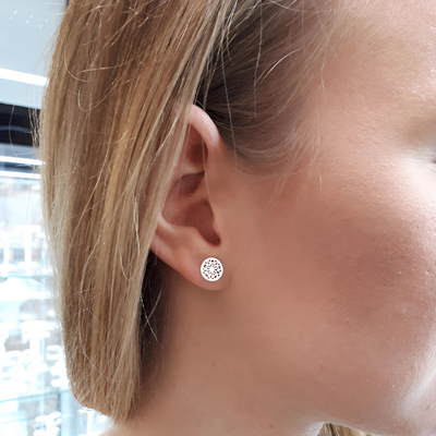 SILVER MANDALA STUDS (PAIR)