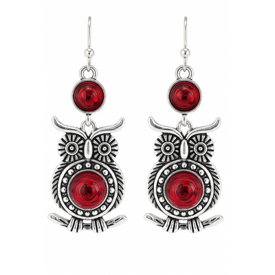 Maddison -Vintage eulen earrings in red | Silver