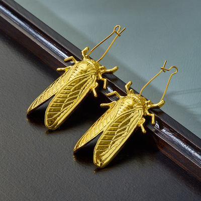 GOLDEN CICADA EARRINGS (PAIR)