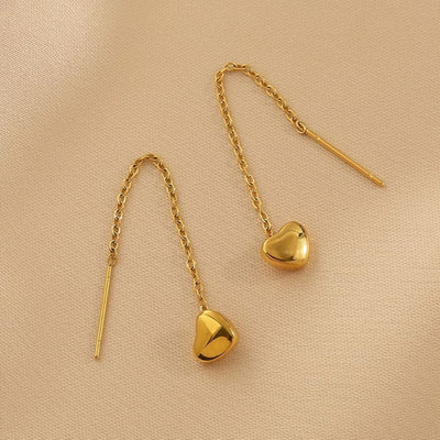 HEART TASSEL EARRINGS (PAIR)