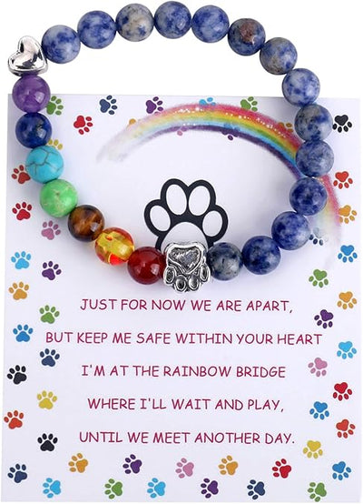 Makenna -Rainbow Bridge Memorial band with 7 chakra pearls | Silver