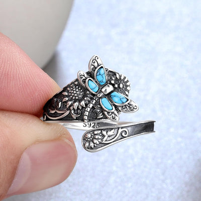 Sterling Silver Turquoise Spoon Ring
