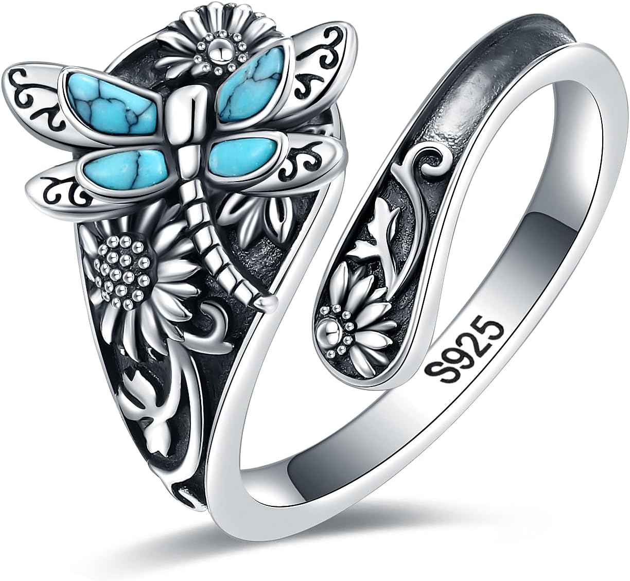 Sterling Silver Turquoise Spoon Ring