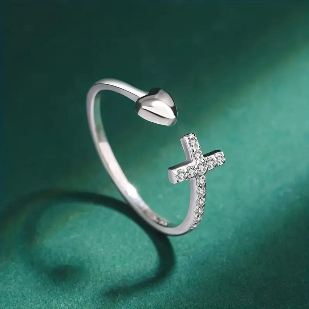 CHRISTIAN HEART RING (ADJUSTABLE)