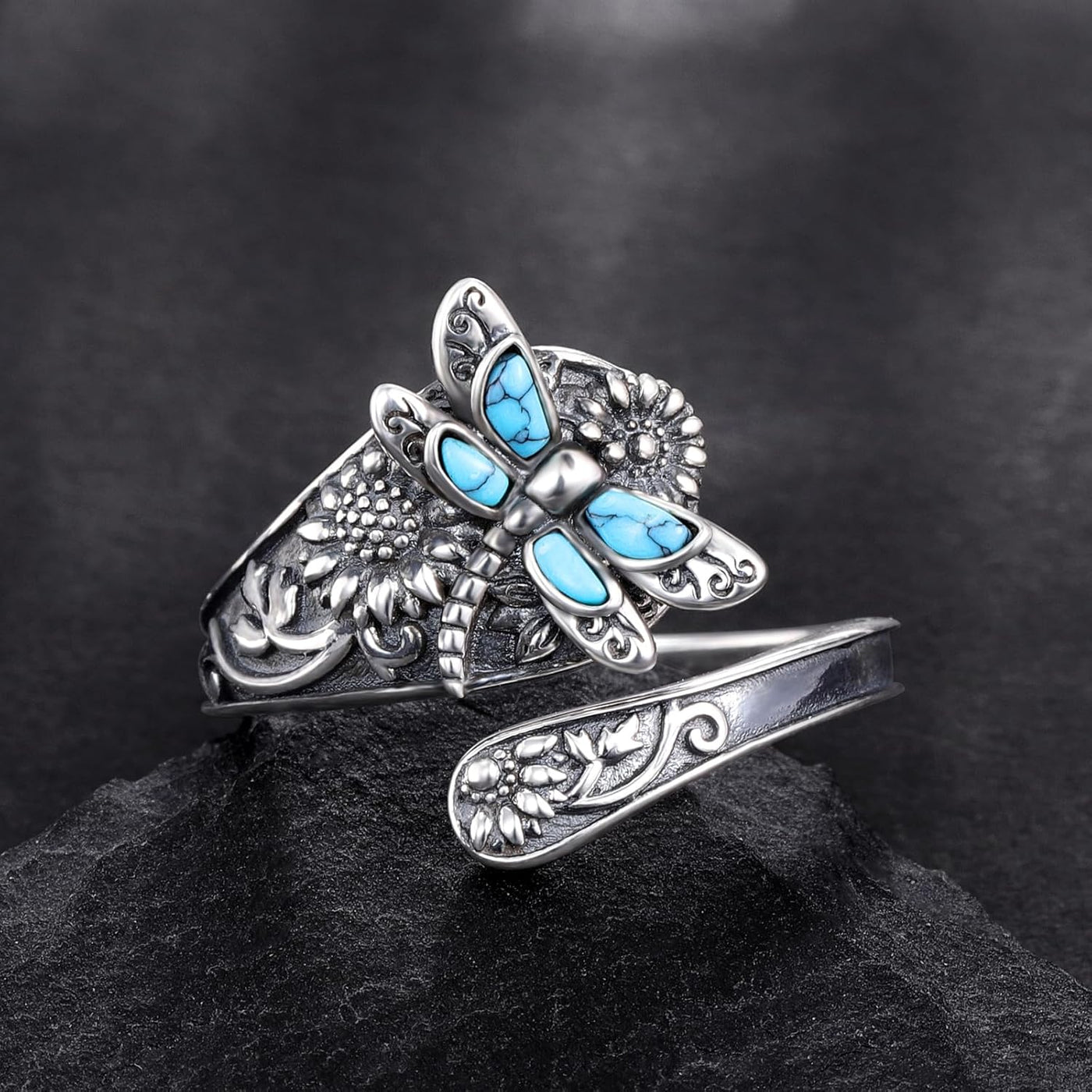 Sterling Silver Turquoise Spoon Ring