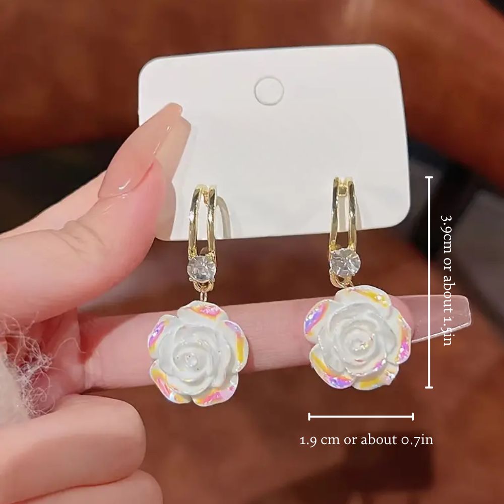 CAMELLIA ROSE EARRINGS (PAIR)