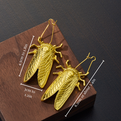 GOLDEN CICADA EARRINGS (PAIR)
