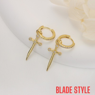 DAGGER CROSS EARRINGS (PAIR)
