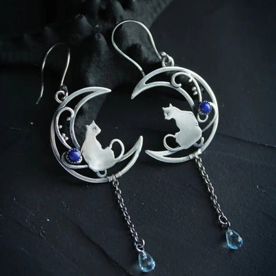 Blue Zirconia Cat Boho  in Sterling Silver