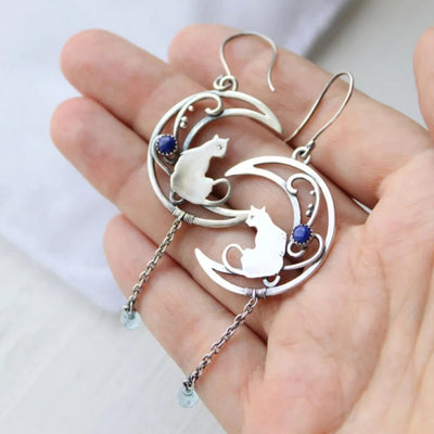 Blue Zirconia Cat Boho  in Sterling Silver