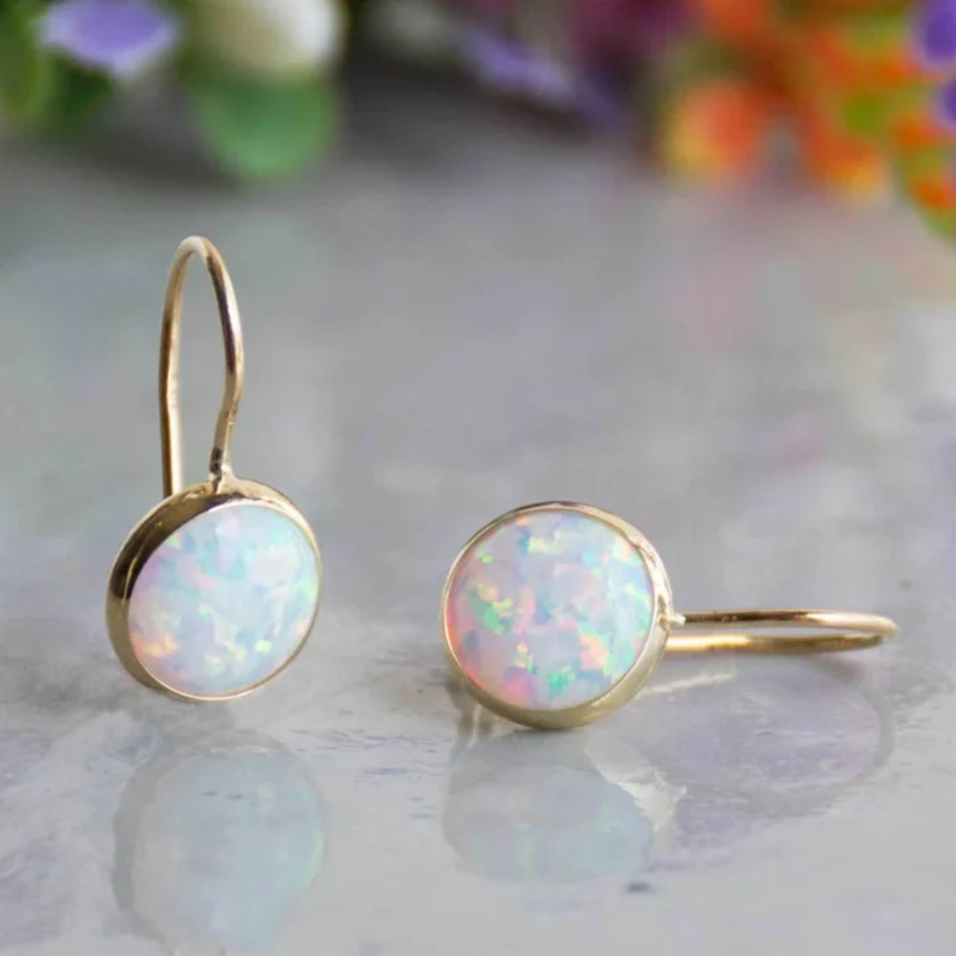 Lustrous White Opal Earrings