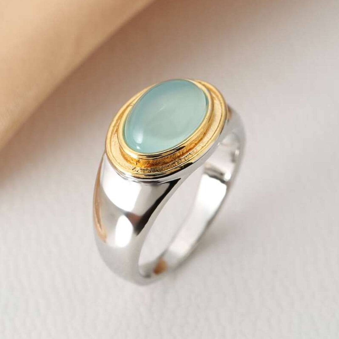 Exclusive Vintage Gold & Silver Green Gemstone Ring