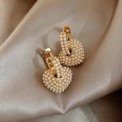 Fully Heart Pearl Earrings
