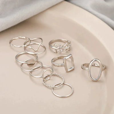 Pack 11 Silver Rings