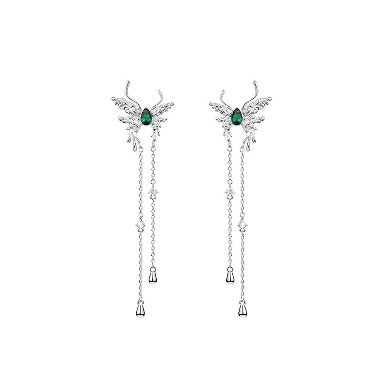 Emerald Flutter Chain Earrings
