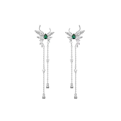 Emerald Flutter Chain Earrings
